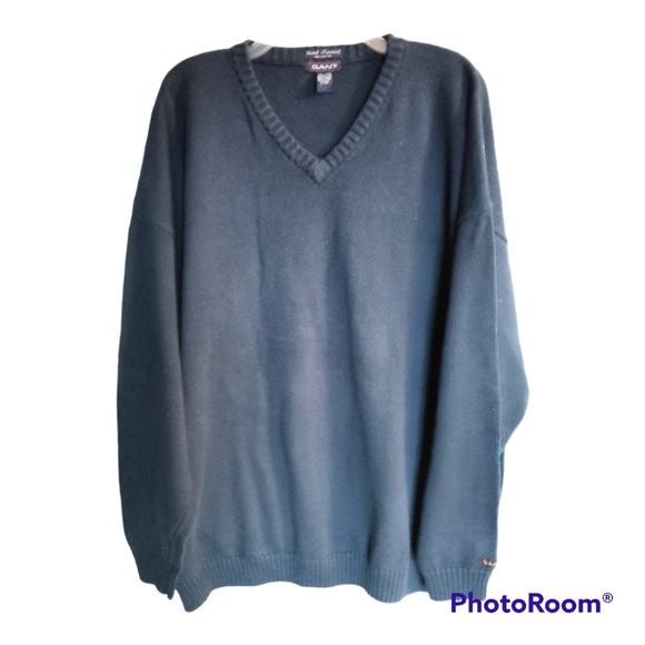 Gant Other - Gant Men's V Neck Pullover 100% Cotton  Blue Size XXL